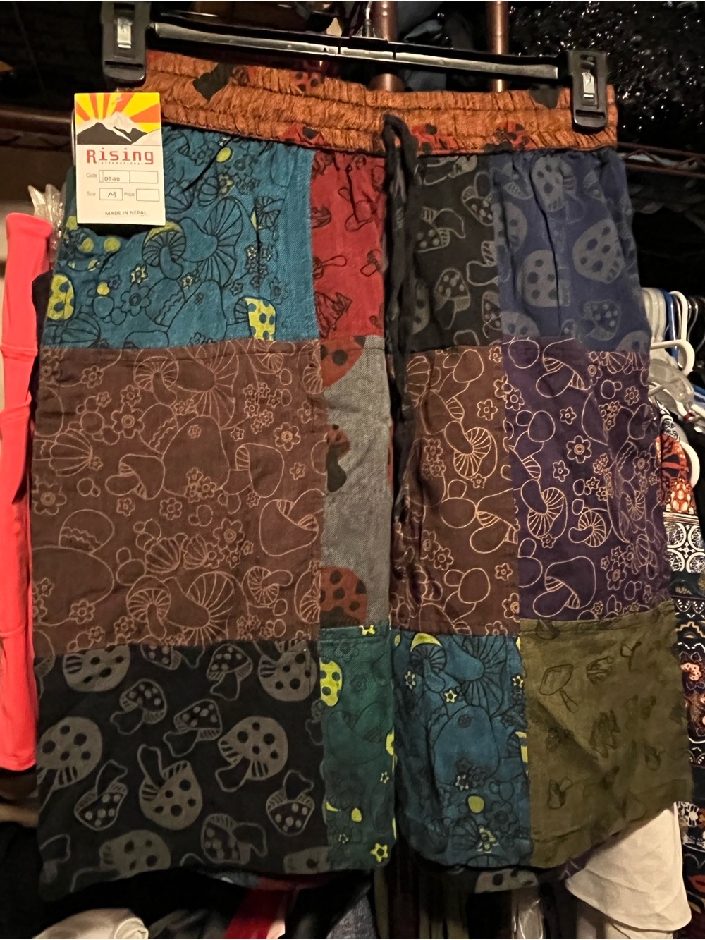 Rising International Patchwork Lounge Shorts - Brown, Blue, Green, Red, Purple